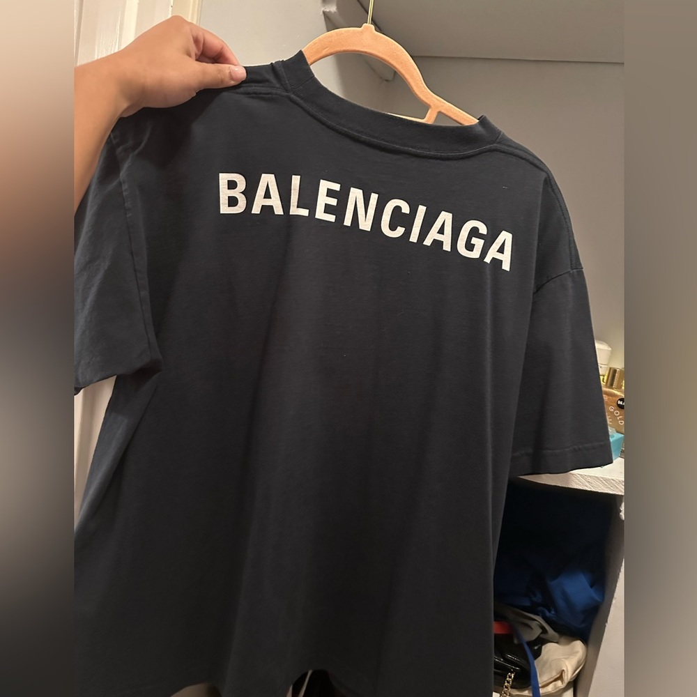 Dark blue unisex oversized balenciaga tee